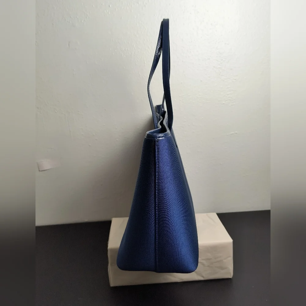 Joy Mangano Tufftech & Croco Embossed Tote Bag Blue Casual